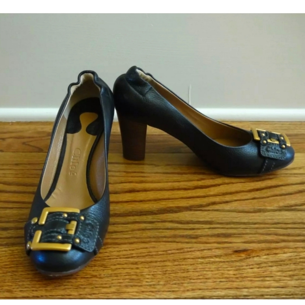 Chloe Black Leather Pumps High Heels